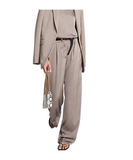Michael Michael Kors Drapey Satin Wide Leg Pants In Brown