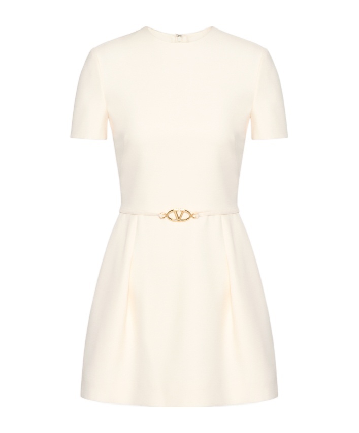 Valentino Crepe Couture Belted Minidress In White