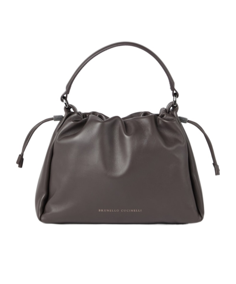 Brunello Cucinelli Small Soft Leather Mellow Bucket Bag In Brown