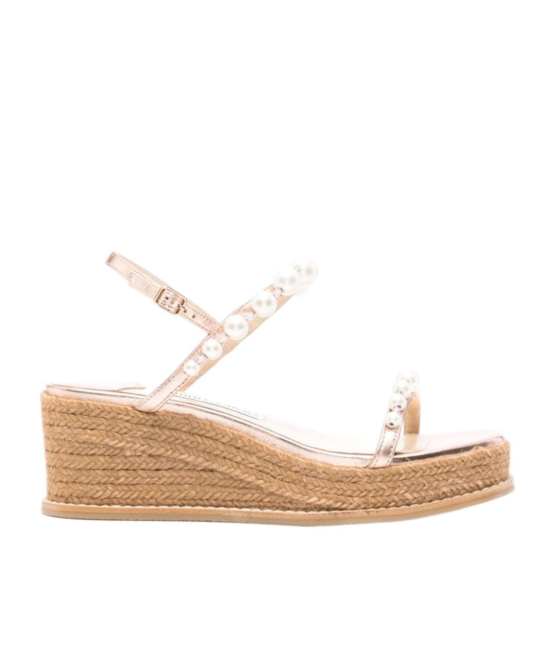 Jimmy Choo Amatuus Pearl-embellished Leather Wedge Sandals In Nude