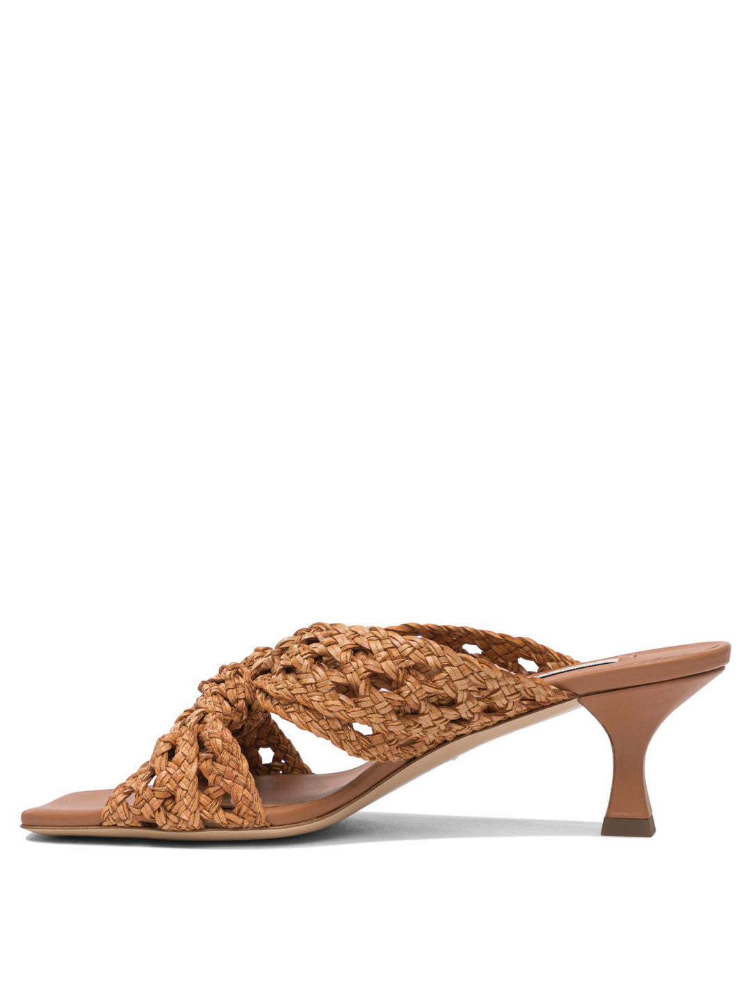 Casadei Square-toe Interwoven Sandals In Brown