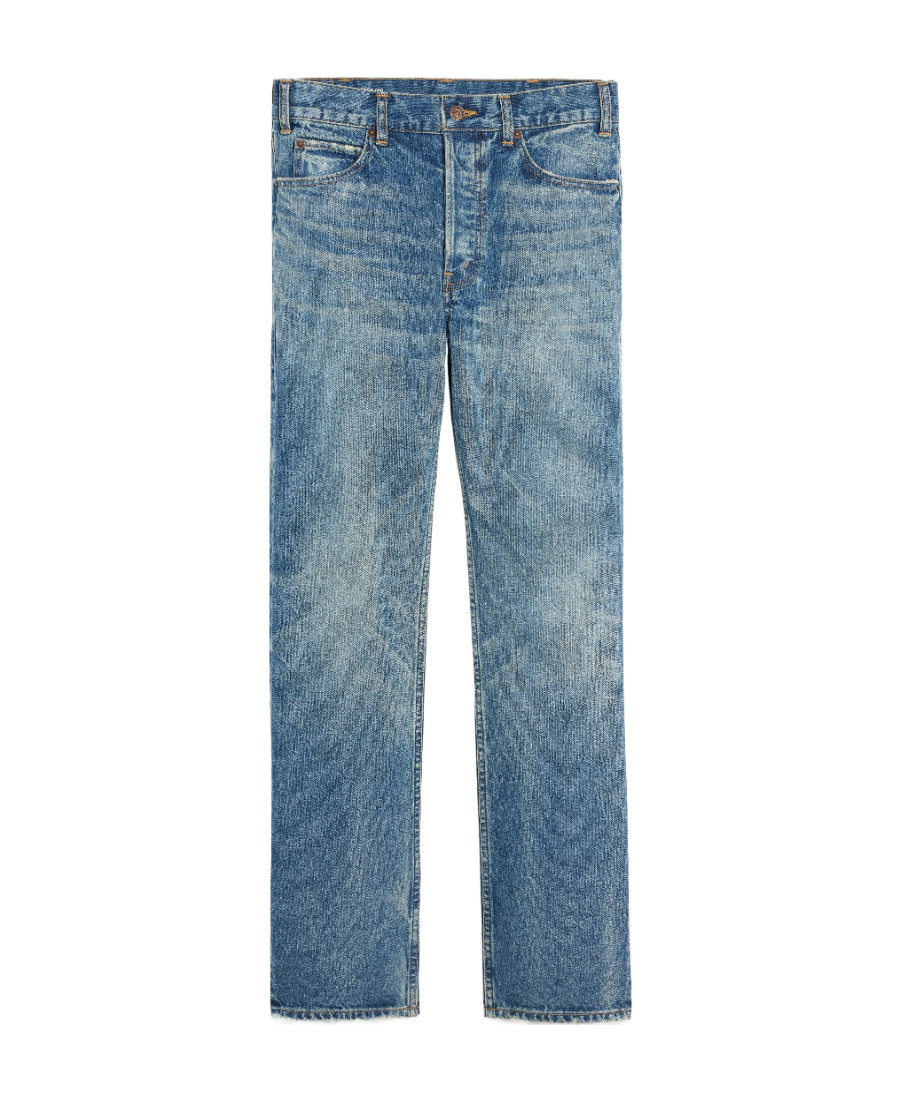 Celine Beard Striped Wide-legged Jeans In Blue