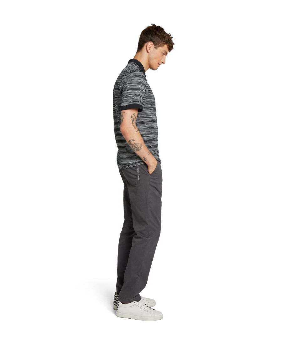 Missoni Space Dyed Striped Cotton Polo Shirt In Gray