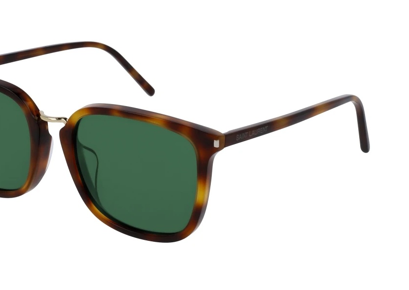 Saint Laurent Logo Details Sunglasses In Green