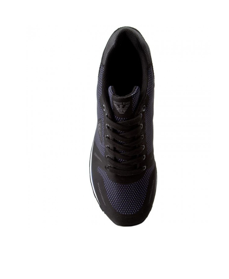 Armani Jeans Stitching Lace-up Casual Sneakers In Black