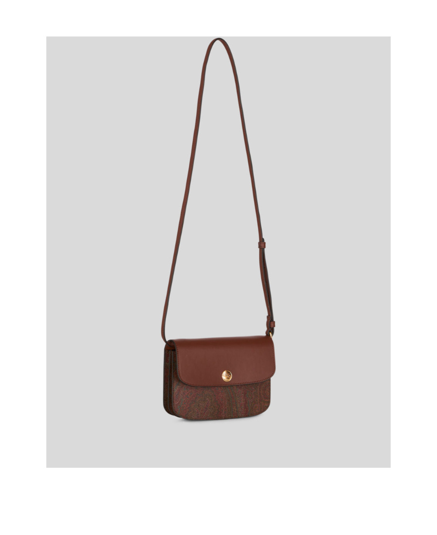 Etro Essential Canvas And Leather Small Bag In Brown