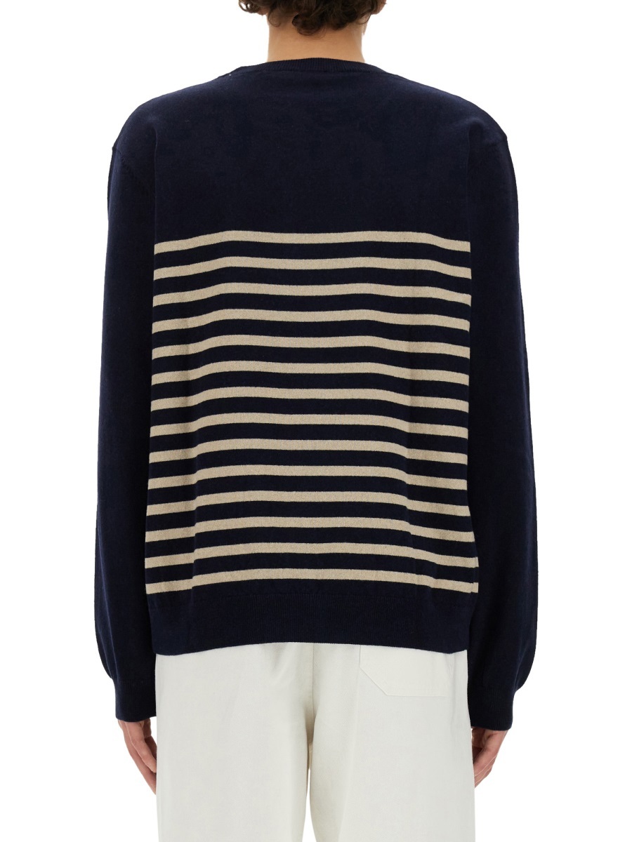 Apc A.p.c. Mattew Striped Crewneck Knitted Sweatshirt In Black