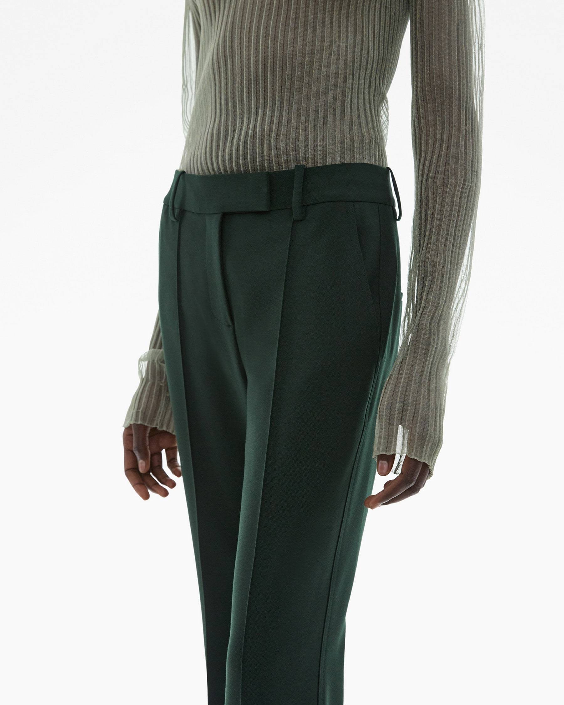 Shop Helmut Lang Mid-rise Straight-leg Trousers In Green
