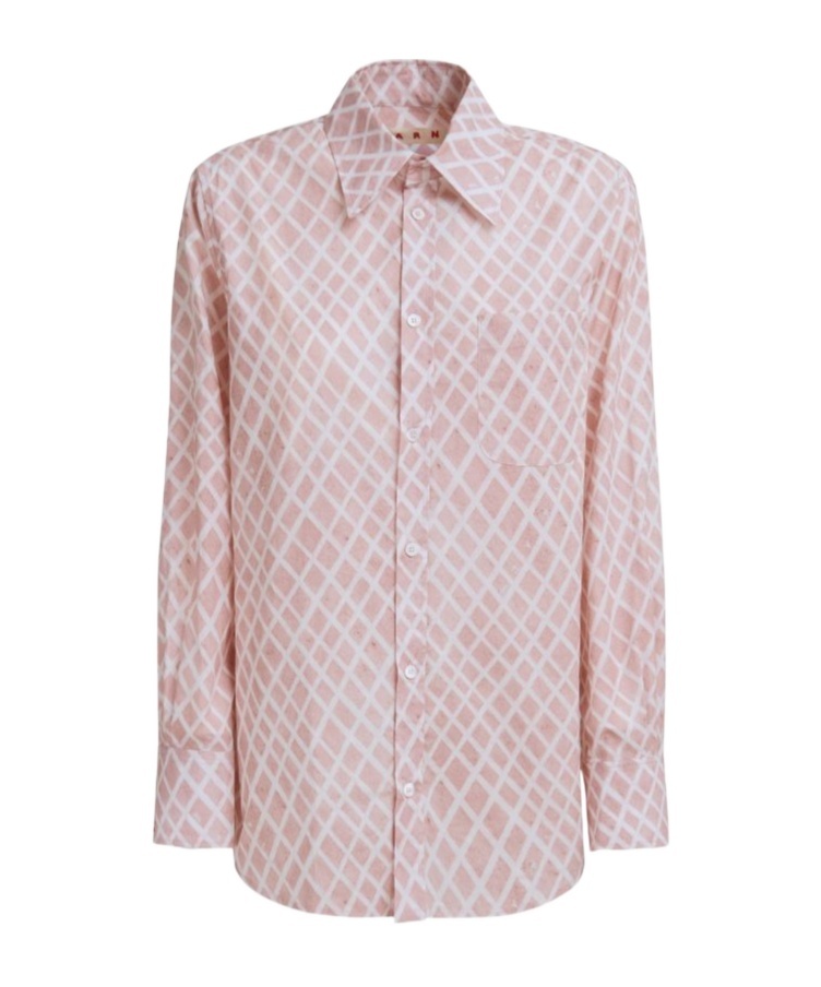 Marni Patterned Long-sleeve Shirt In Pink
