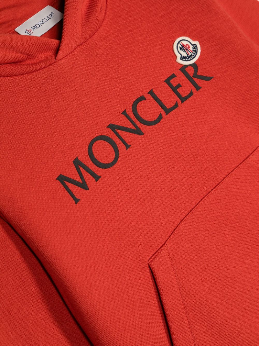 Moncler Logo-print Cotton Hoodie In Red