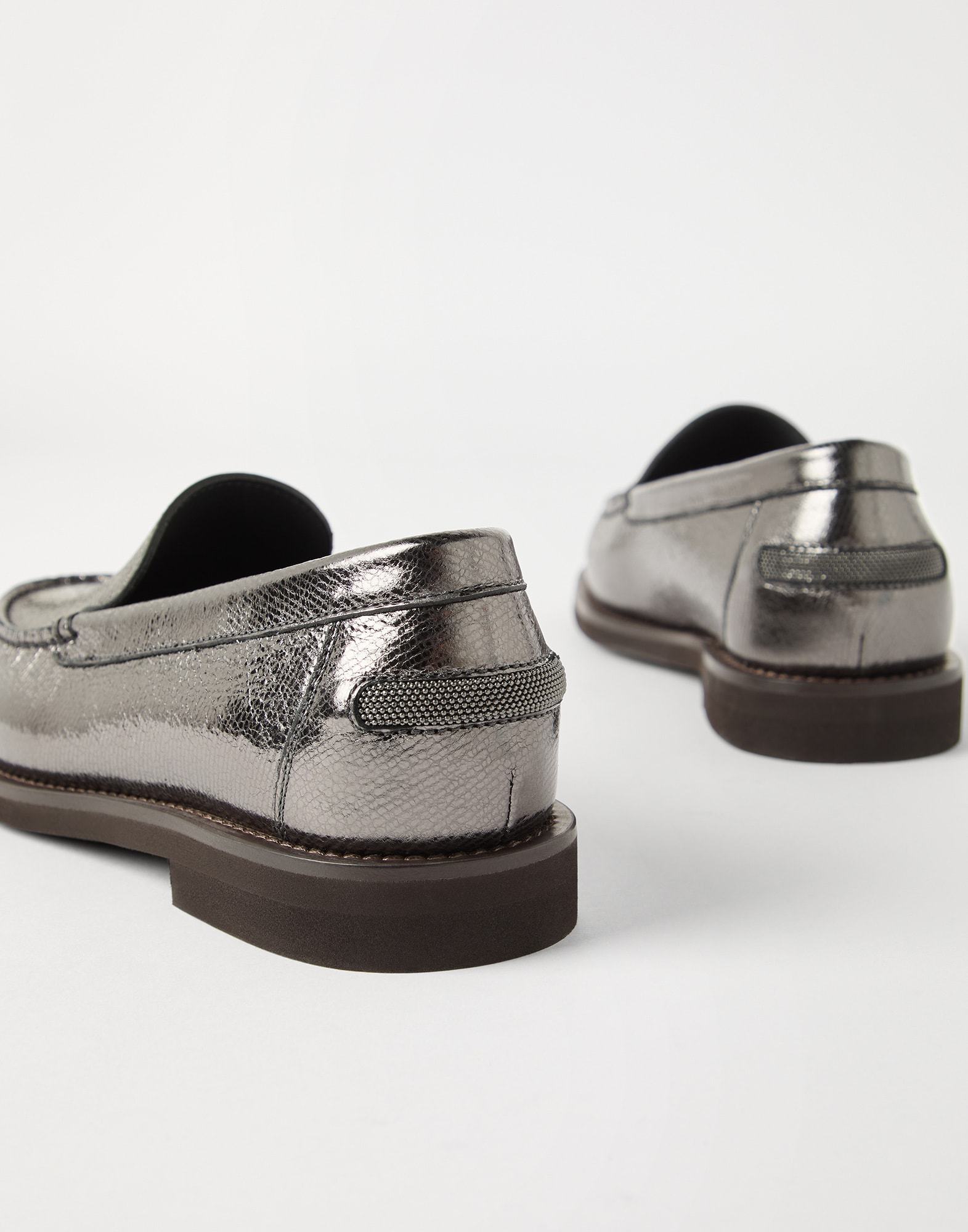 Brunello Cucinelli Leather Loafers In Metallic
