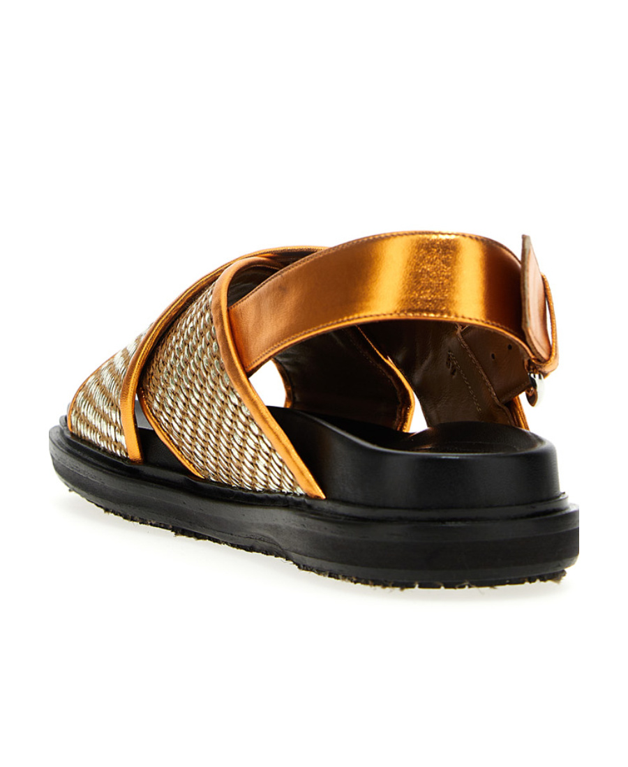 Marni Fussbett Metallic Raffia Sandals In Multicolor