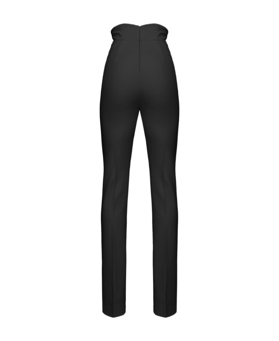 Pinko High-waisted Front-slit Trousers In Black