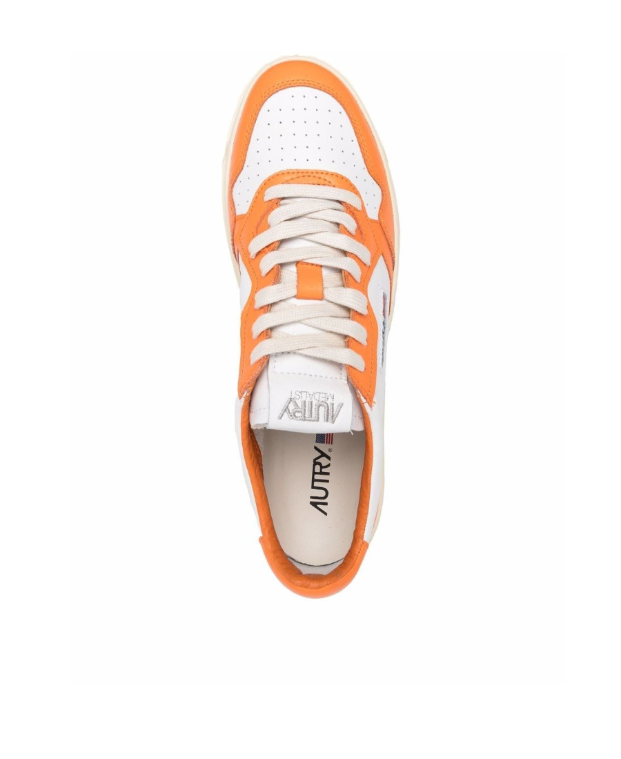 Autry Orange White Two-tone Leather Medalist Low Sneakers In Orange