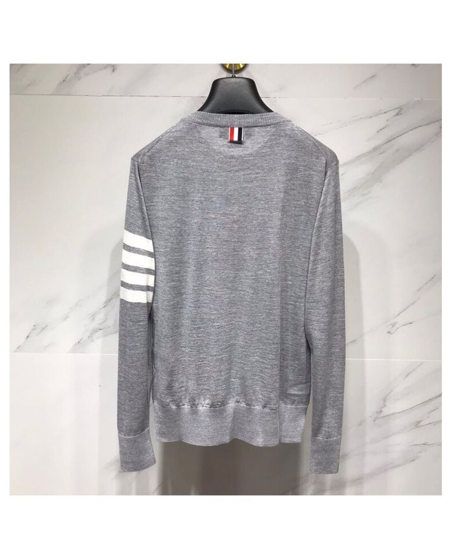 Thom Browne Gray 4-bar Sweater In Gray