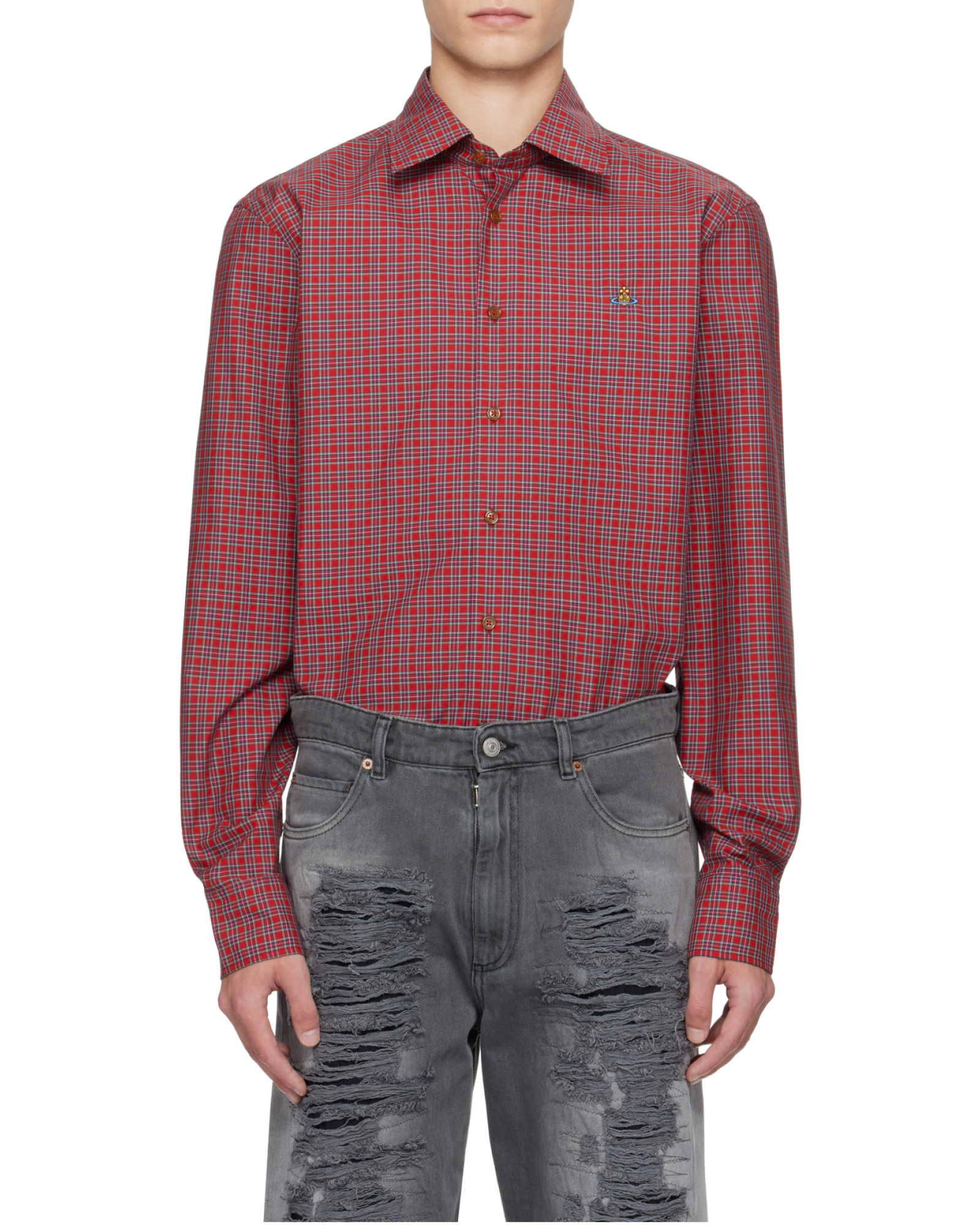 Vivienne Westwood Checked Long-sleeved Shirt In Red