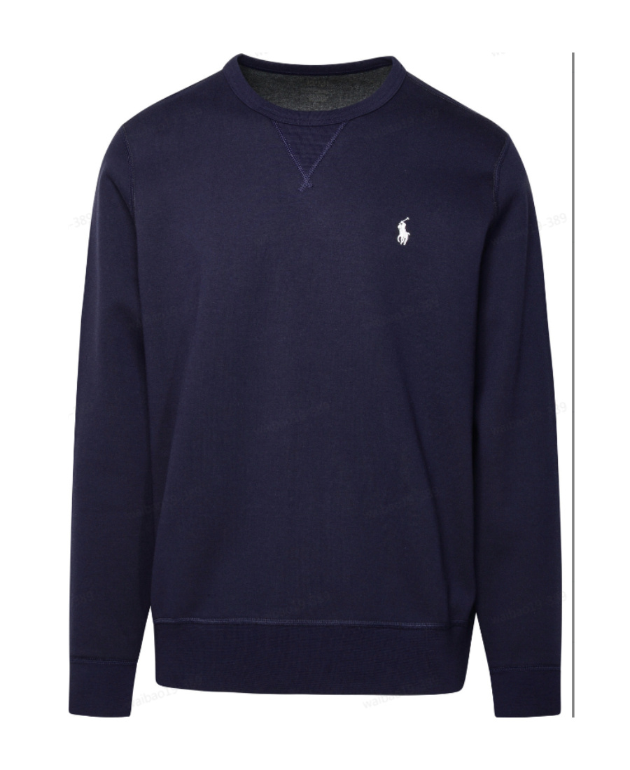 Polo Ralph Lauren Navy Blue Loopback Cotton Crewneck Sweatshirt In Black