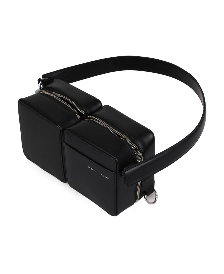 Kara Leather Shoulder Bag In Black