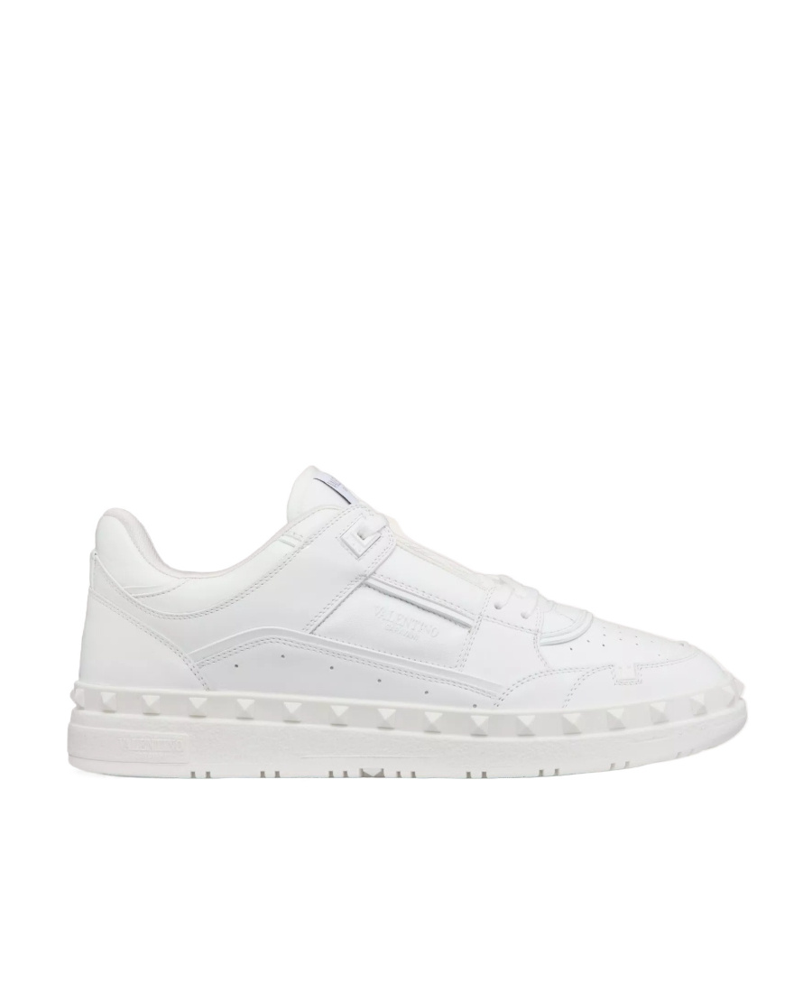 Valentino Leather Freedots Sneakers Studded Detailing In Gray