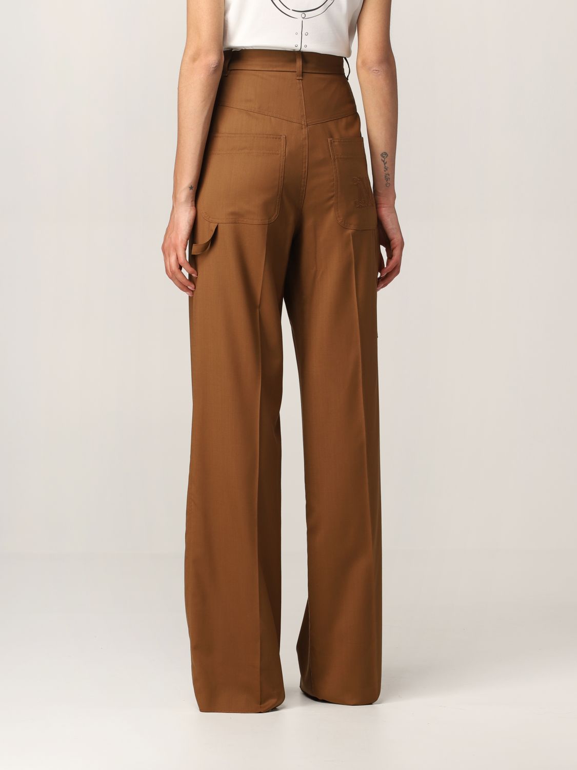 Max Mara Spliced Design Casual Pants In Brown