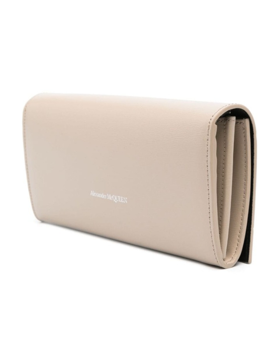 Alexander Mcqueen Skull-logo Leather Crossbody Bag In Nude