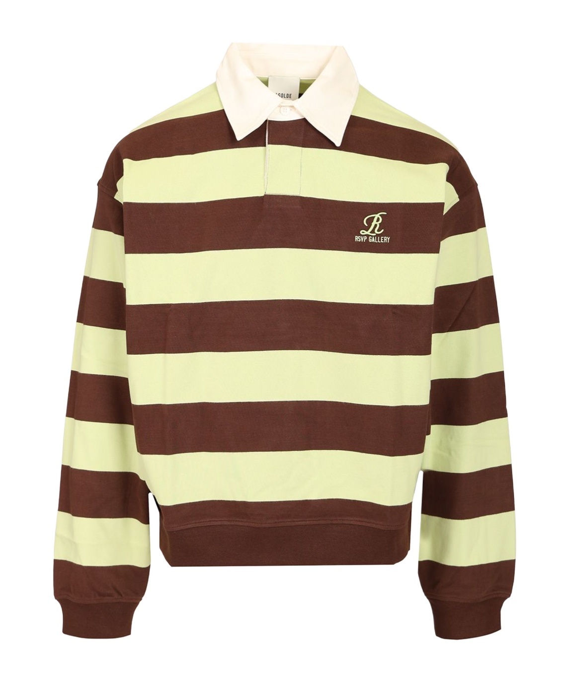Agolde Rsvp Logo-embroidered Striped Cotton Rugby Shirt In Green