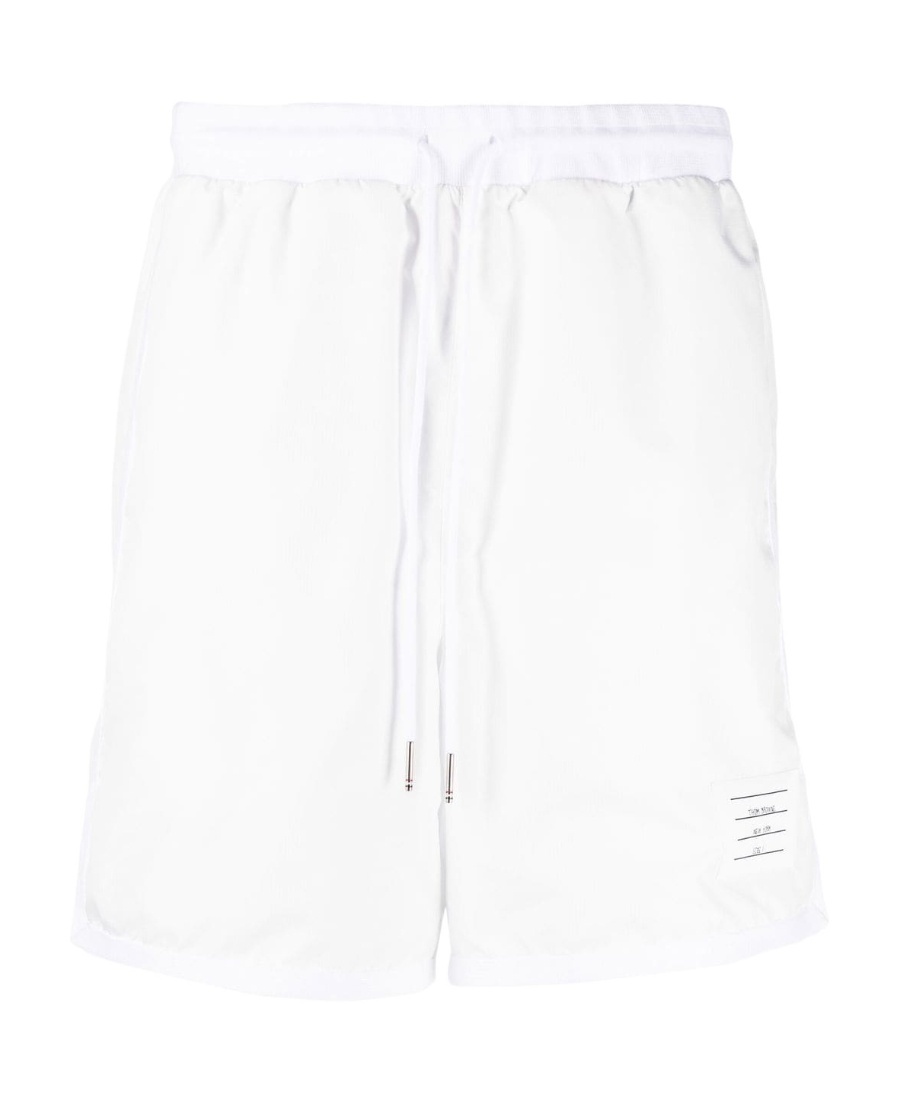 Thom Browne Logo-patch Mesh Track Shorts In White