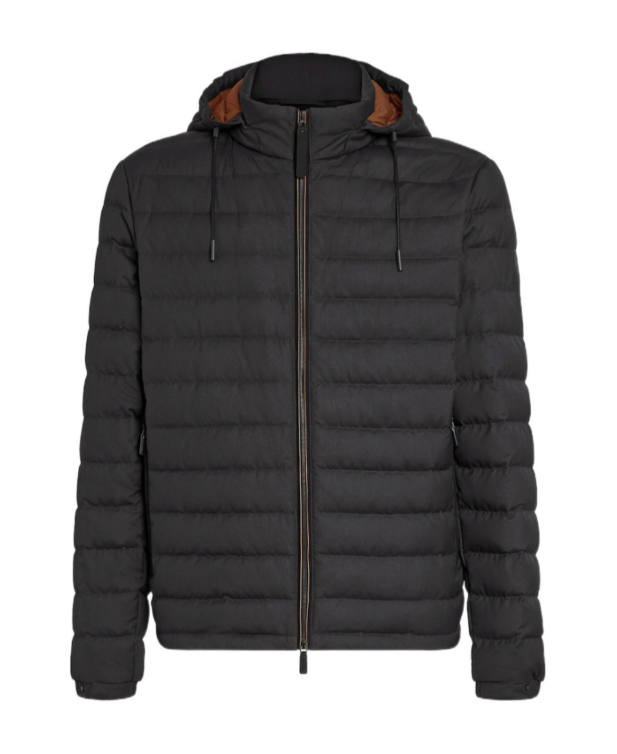 Zegna Hooded Padded Jacket In Black