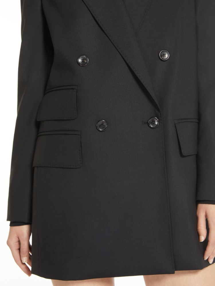 Shop Max Mara Double-breasted Wool Blazer In Black
