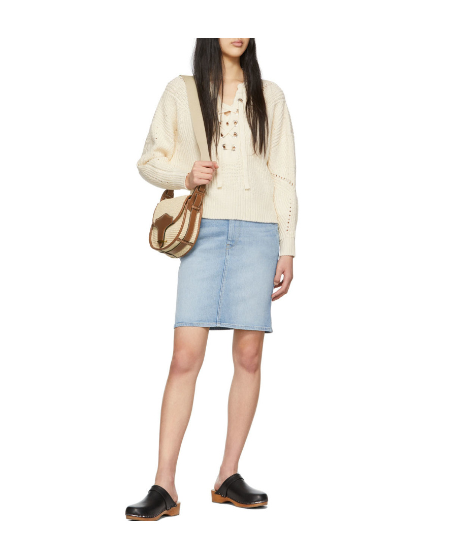 Isabel Marant Lace-up Ribbed-knit Jumper In Nude
