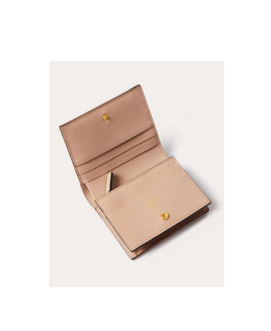Valentino Small Roman Stud Wallet In Nude
