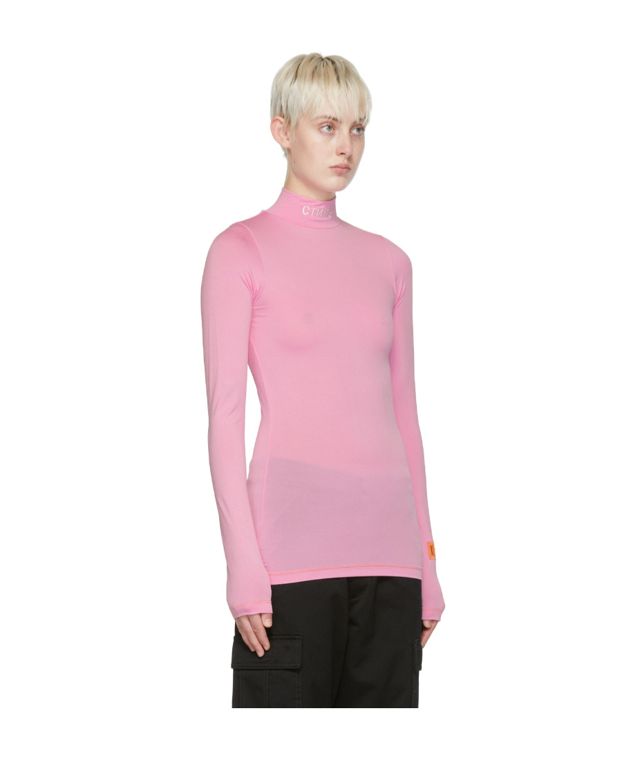 Heron Preston High-necked Long-sleeved T-shirt In Pink