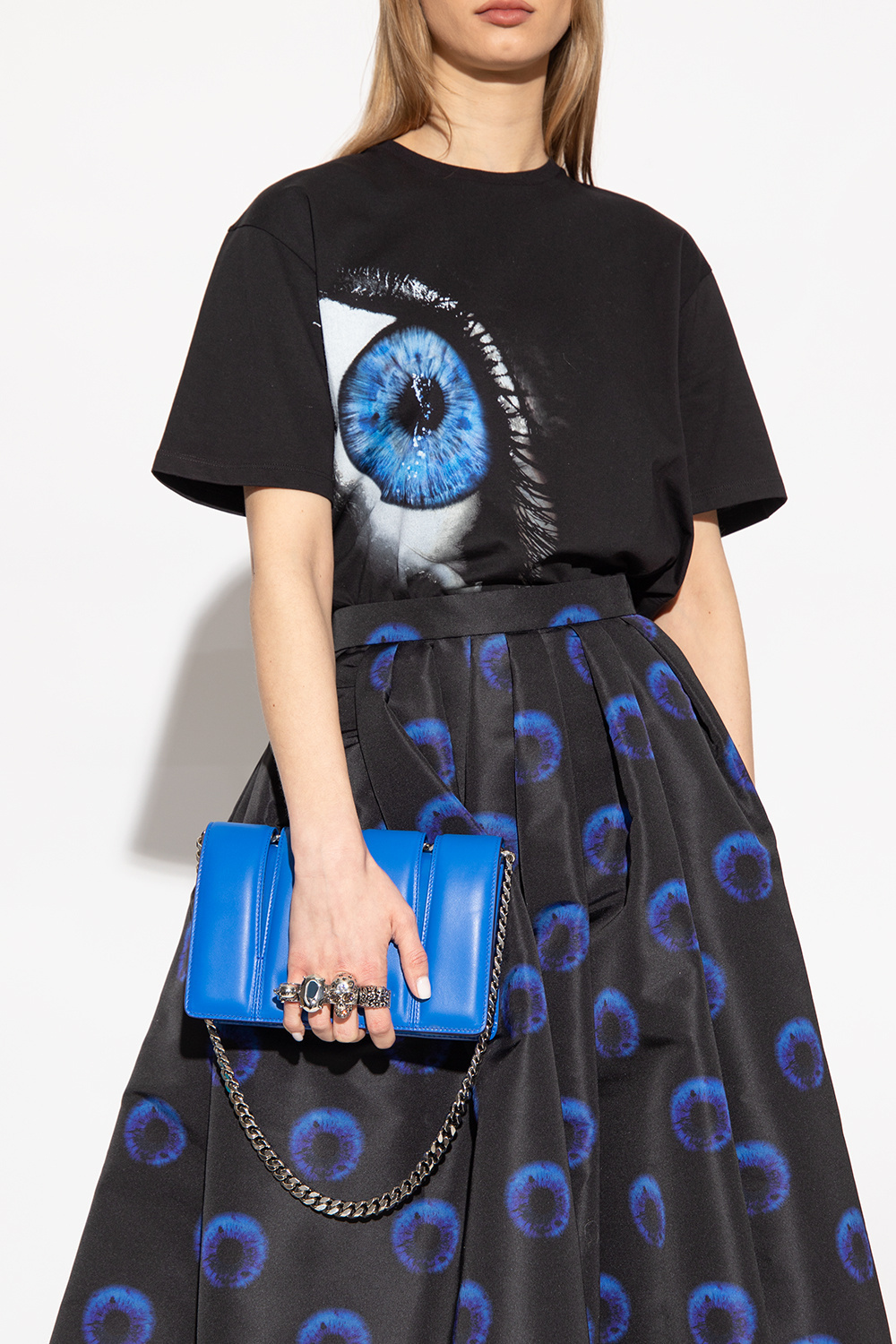 Alexander Mcqueen Four Ring Leather Satchel Bag In Blue