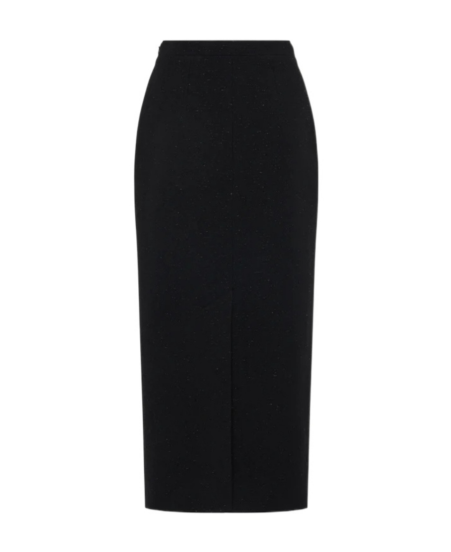 Alessandra Rich Brushed-finish High-waisted Skirt In Black
