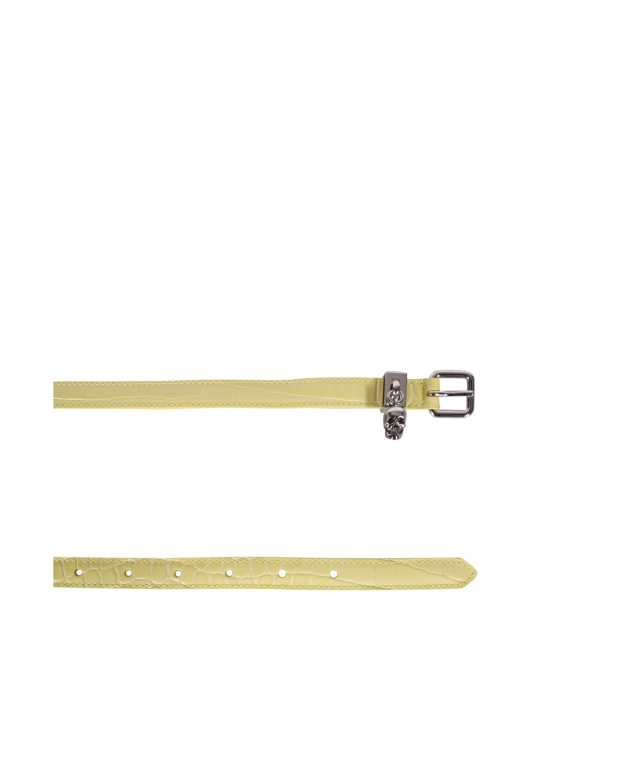 Alexander Mcqueen Double Belt With Skull And Pavè In Yellow
