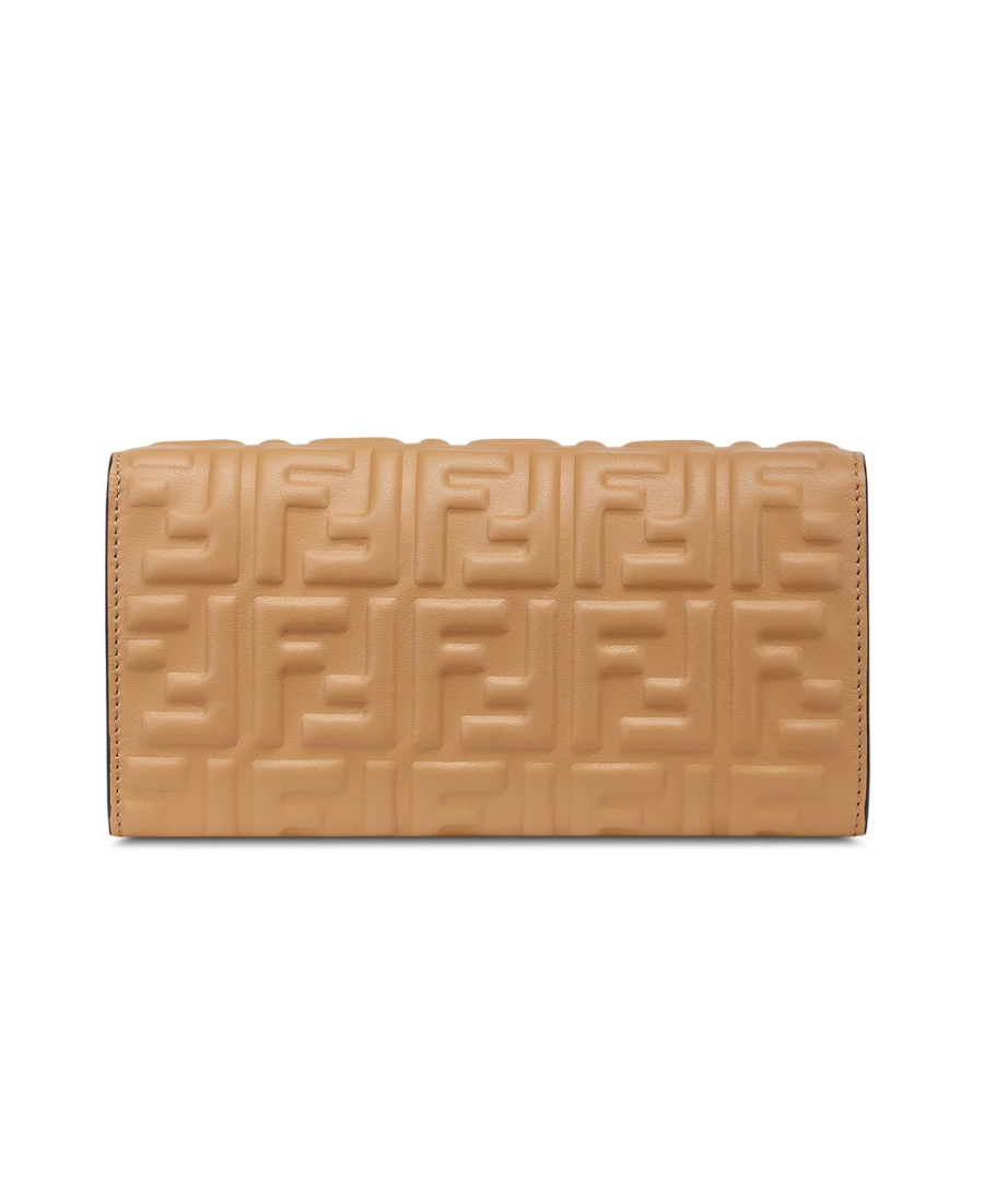 Shop Fendi Beige Nappa Leather Wallet In Nude