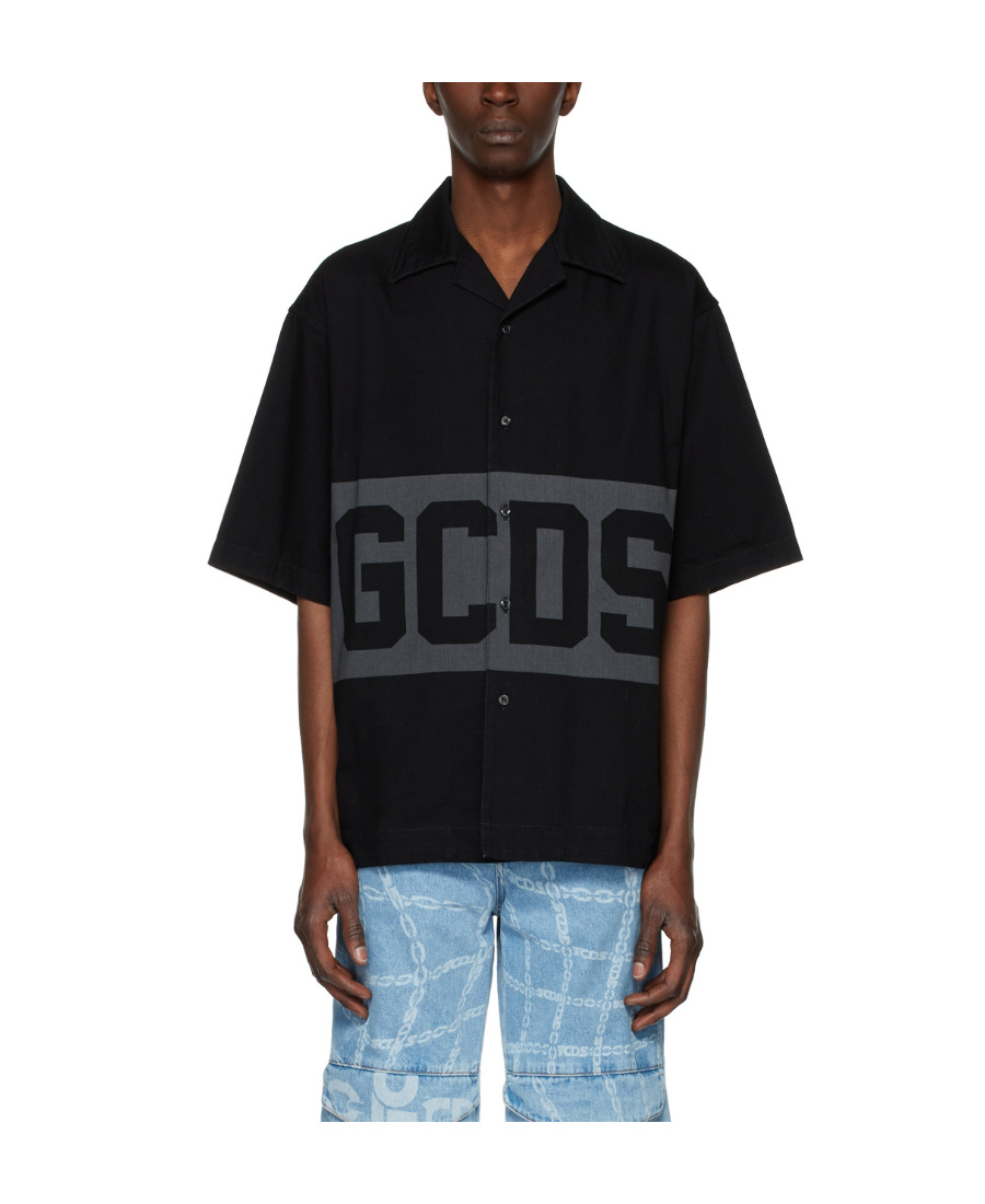 Gcds Logo-print Short-sleeved Shirt In Black