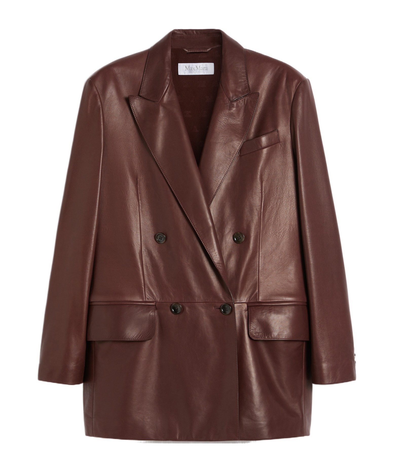 Max Mara Nappa Leather Olimpia Jacket In Brown