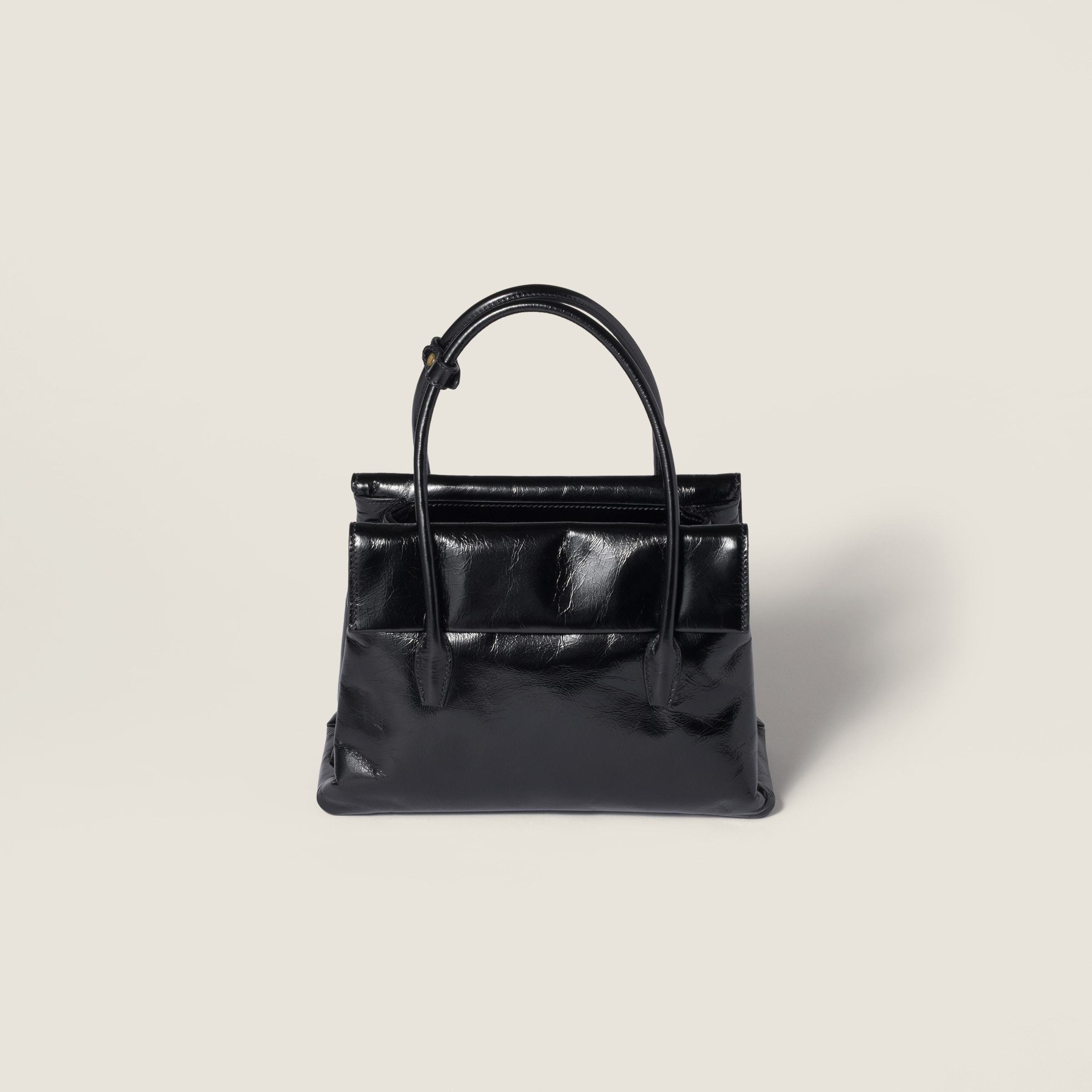Miu Miu Solitaire Shiny Shoulder Bag In Black