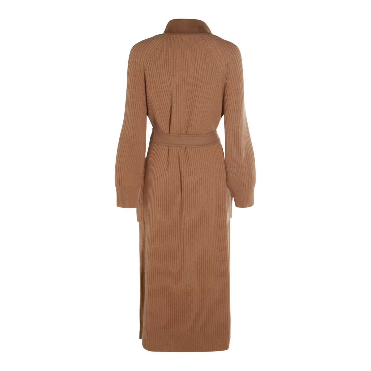 Max Mara Tie-waisted Knitted Coat In Brown
