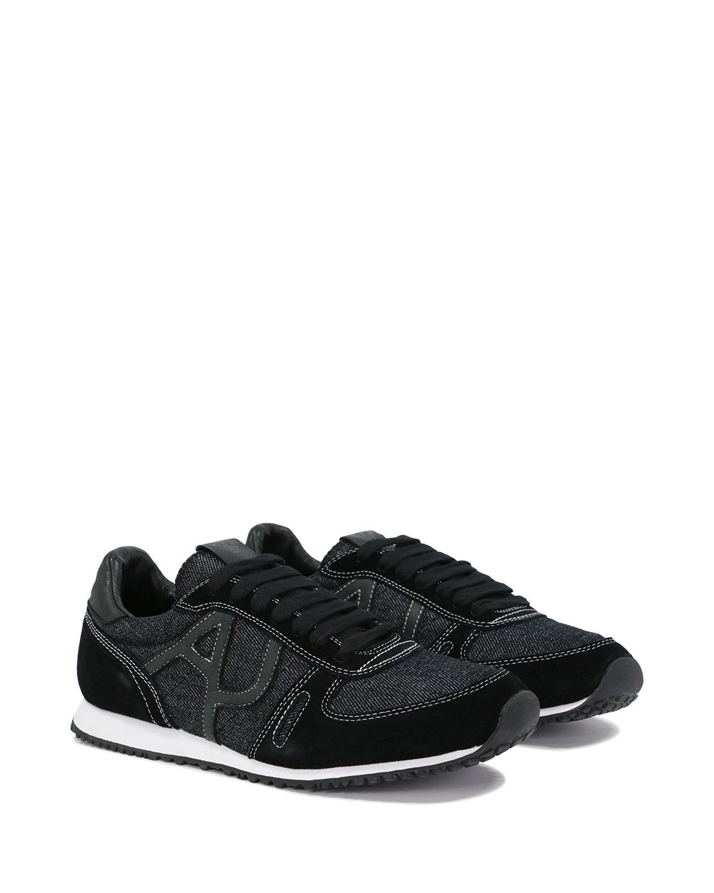 Armani Jeans Logo Details Casual Sneakers In Black