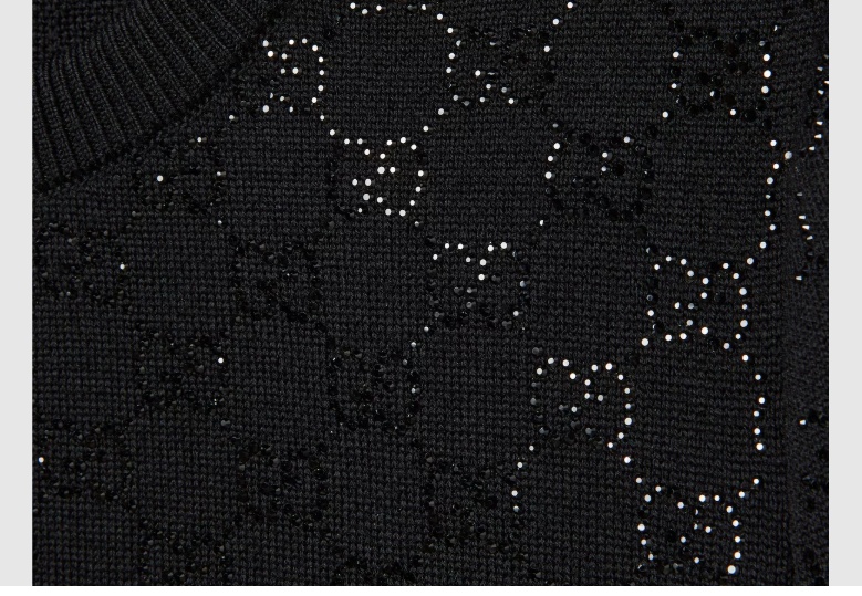 Gucci Fine Wool Dress With Gg Crystals In Black