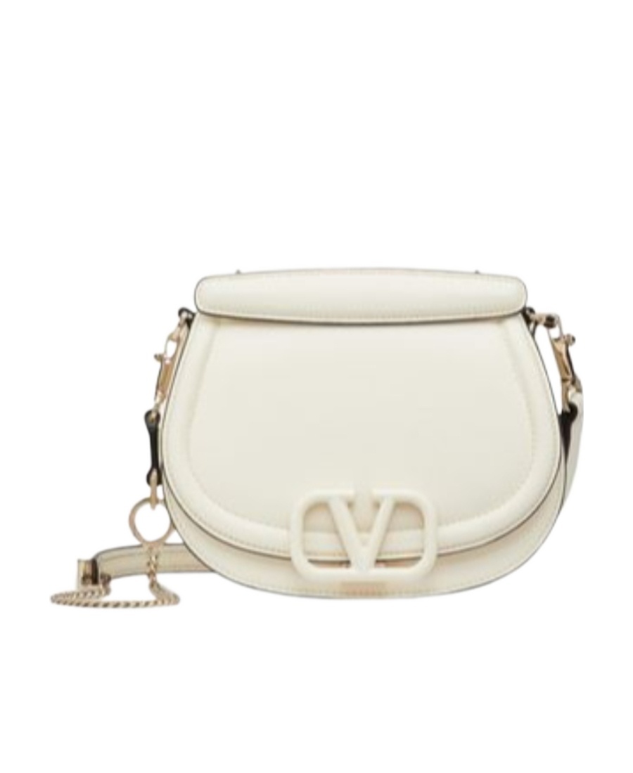 Valentino Vsling Shoulder Bag In Grainy Calfskin In White