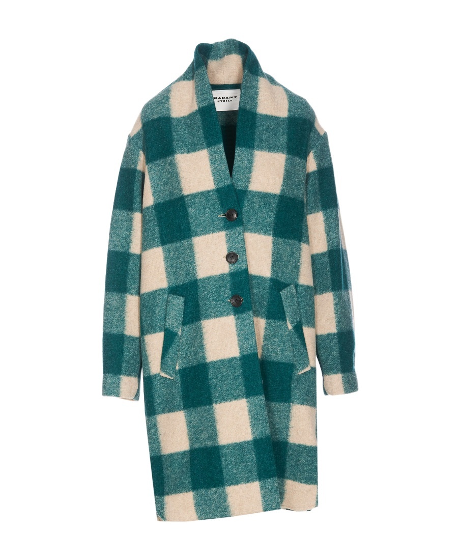 Isabel Marant Étoile Gabriel Checked Felted Coat In Blue