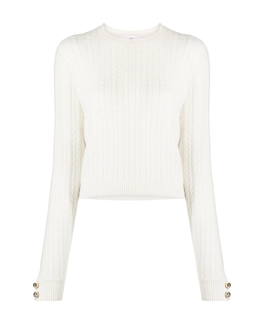 Chiara Ferragni Cropped Cable Knit Sweater In White