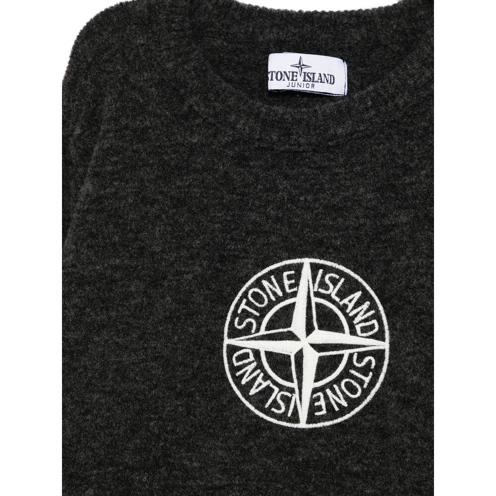 Stone Island Long-sleeved Round-neck Sweater In Gray