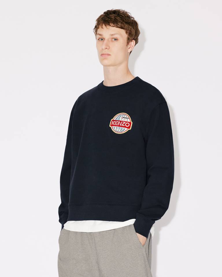 Kenzo Travel Logo Patch Crewneck Sweatshirt In Black