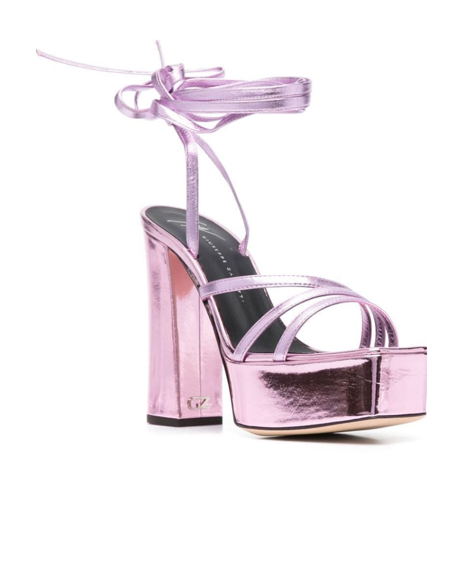 Giuseppe Zanotti Flavienne Mirrored-leather Platform Sandals In Pink