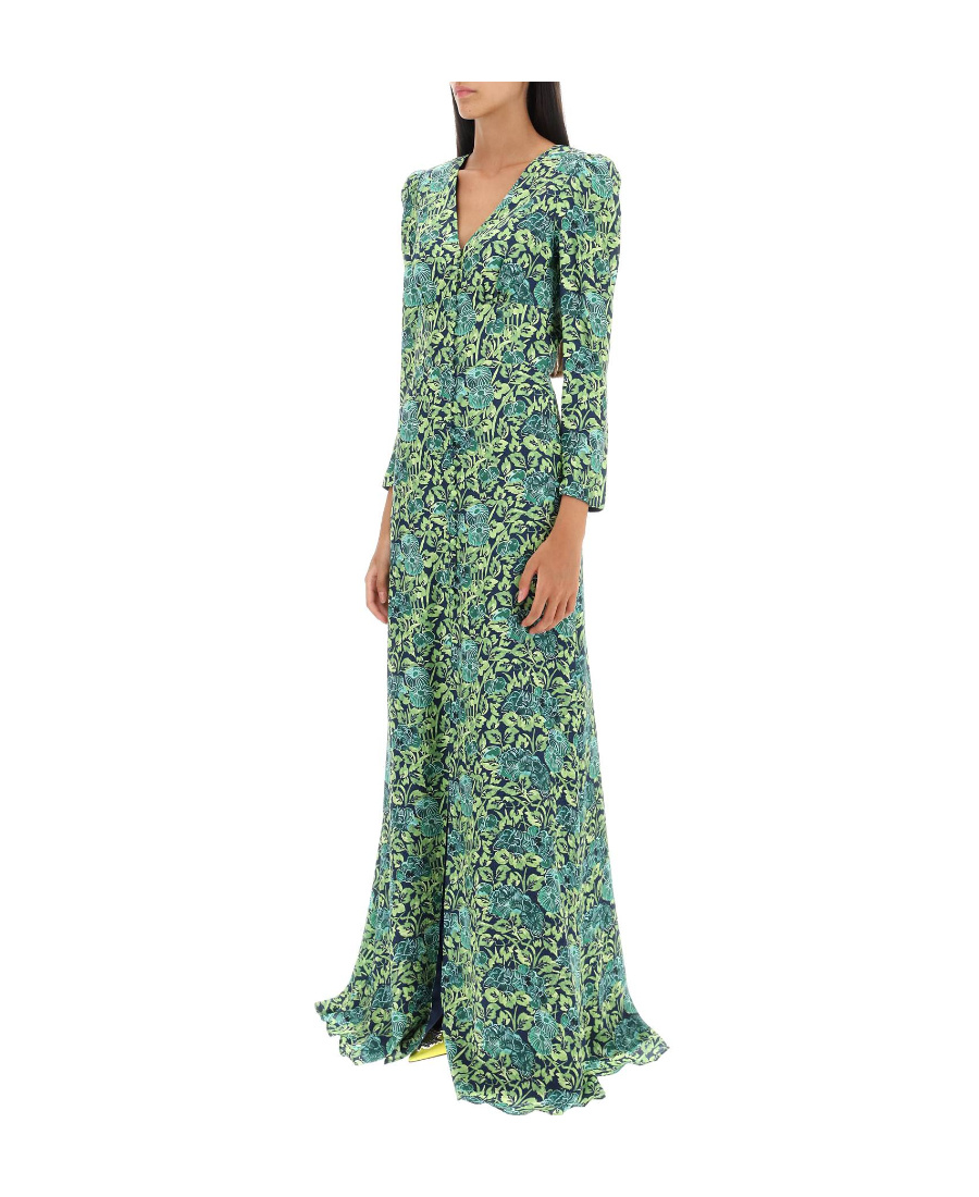 SALONI MARGOT V-NECK SILK LONG DRESS