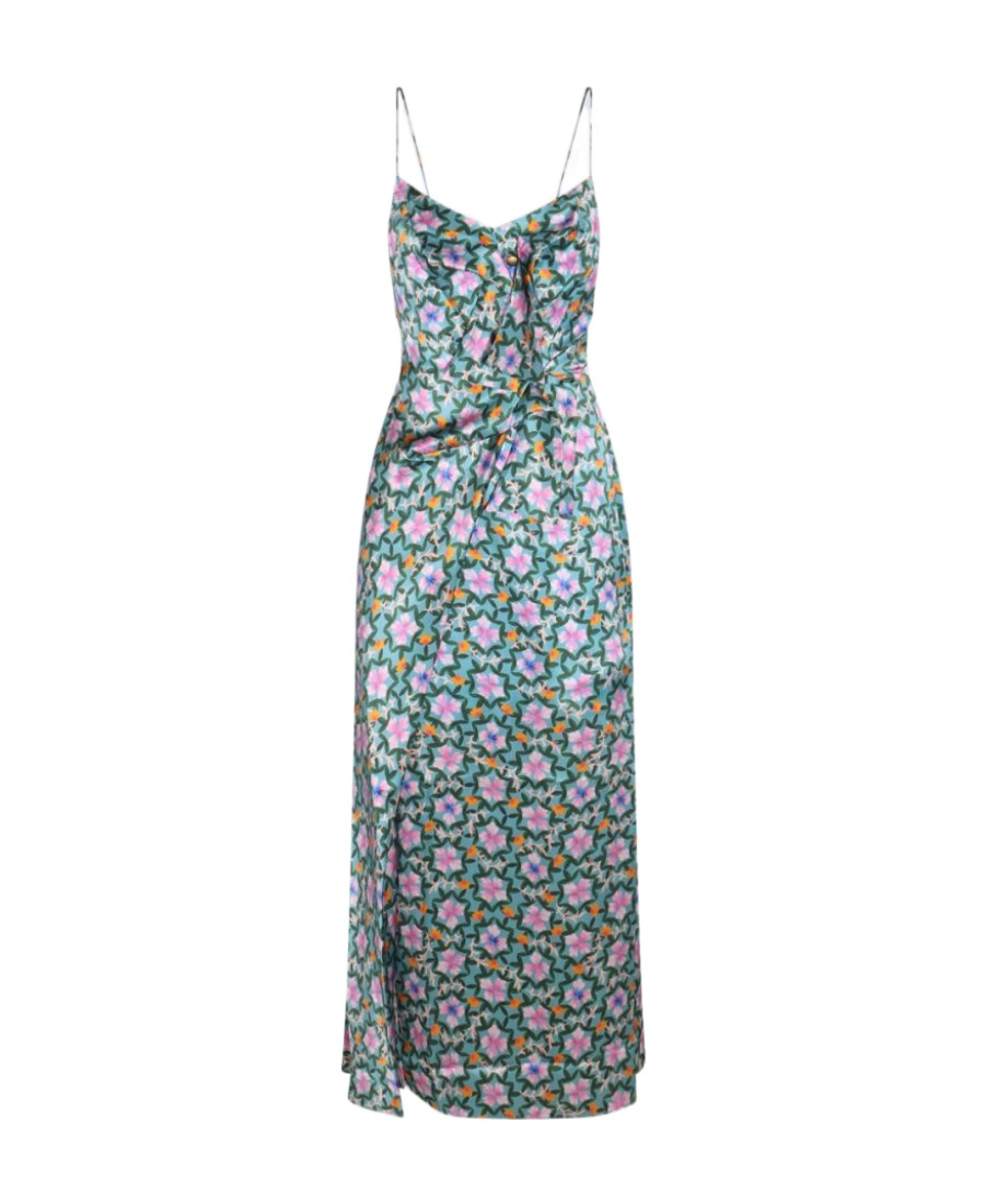 Saloni Floral-print Silk Midi Dress In Green